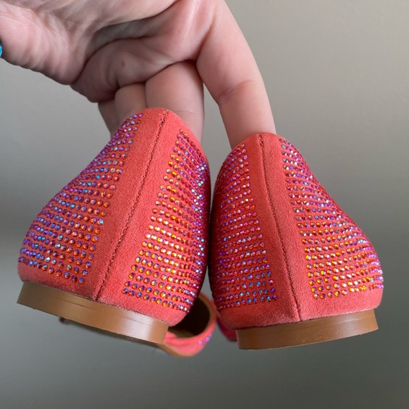 Mix NO.6 coral pink colour shift full crystal pointed flats / shoes - Picture 7 of 8